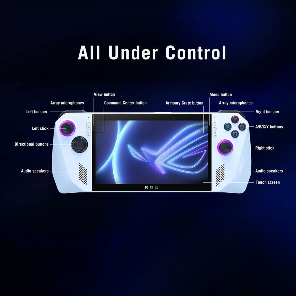 ASUS ROG Ally Handheld Gaming Console - 7" Full HD 120Hz Touchscreen AMD Ryzen Z1 Extreme, 16GB RAM, 512GB PCIe SSD, AMD Radeon Graphics, Windows 11, White - 2