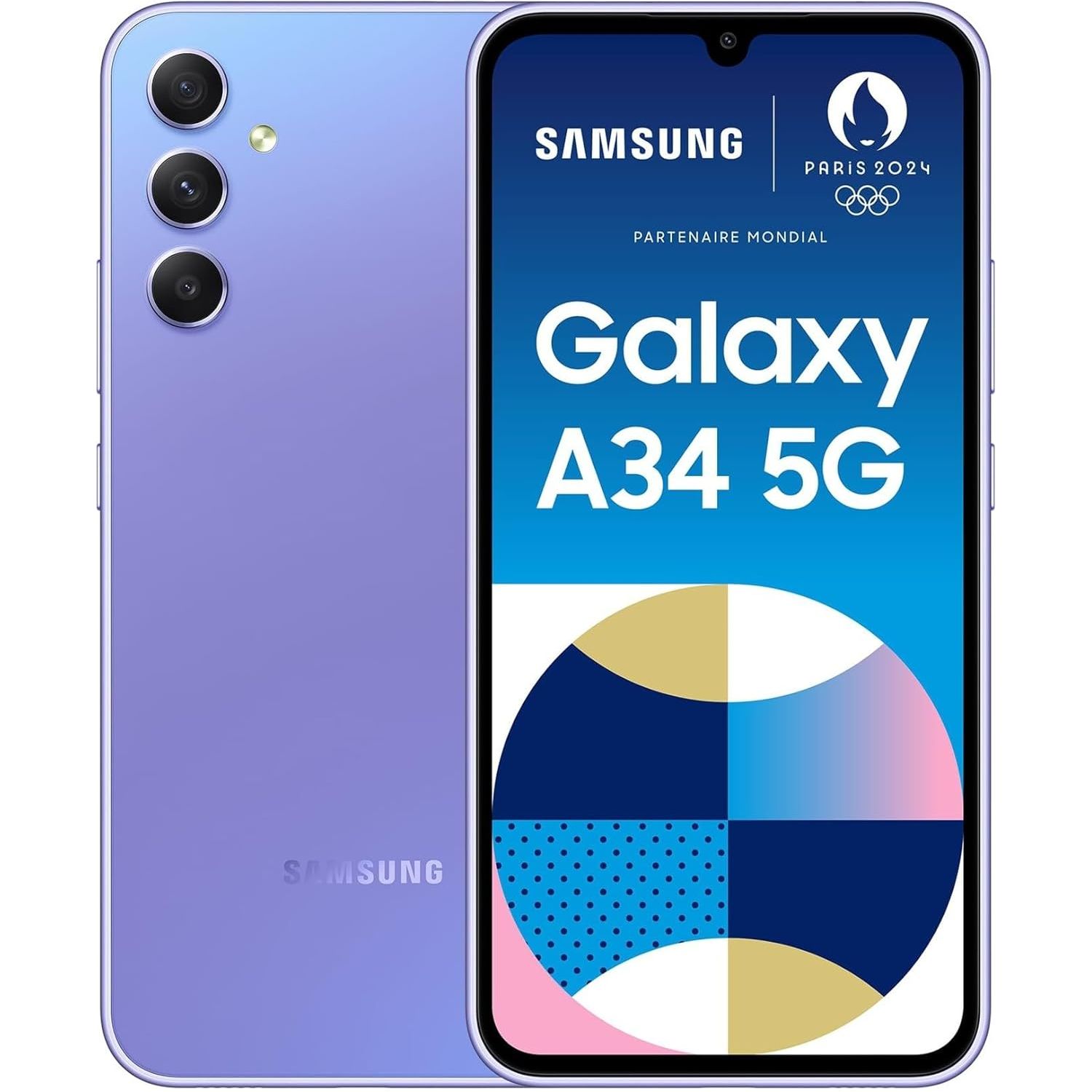 Samsung Galaxy A34 5G - 128GB Storage - 6GB RAM Awesome Violet - Unlocked - 1