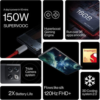 OnePlus 10T 5G 8GB+128GB Moonstone Black - Unlocked - 6