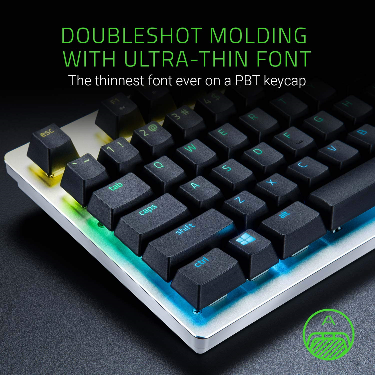 RAZER PBT Keycap & Coiled Cable - UK/US Layout, Quartz Pink - 4