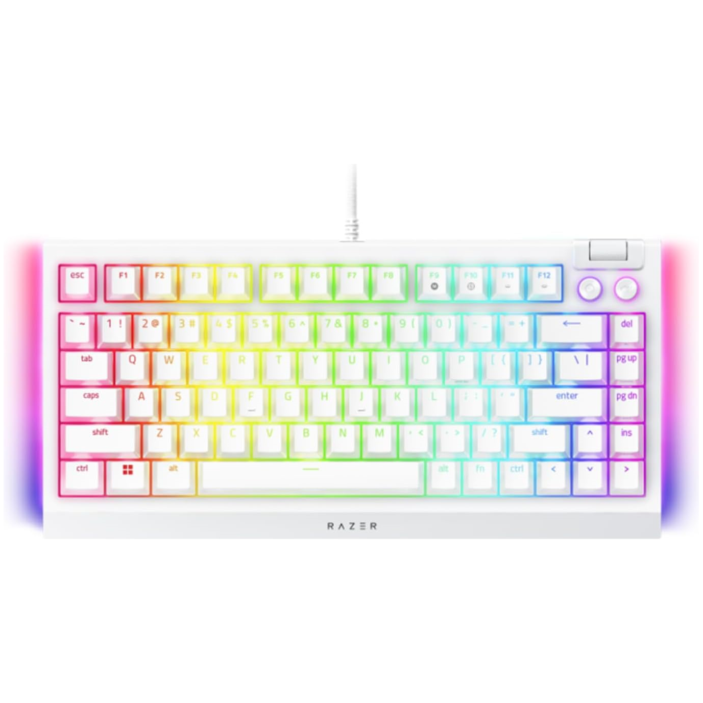 RAZER BlackWidow V4 75% Mechanical Gaming Keyboard - White Edition - (Orange Switches) - US Layout - 1