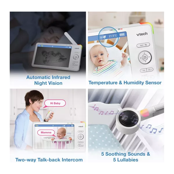VTECH RM7787HD 7" Full HD Over-The-Cot WiFi Baby Monitor - White - 8