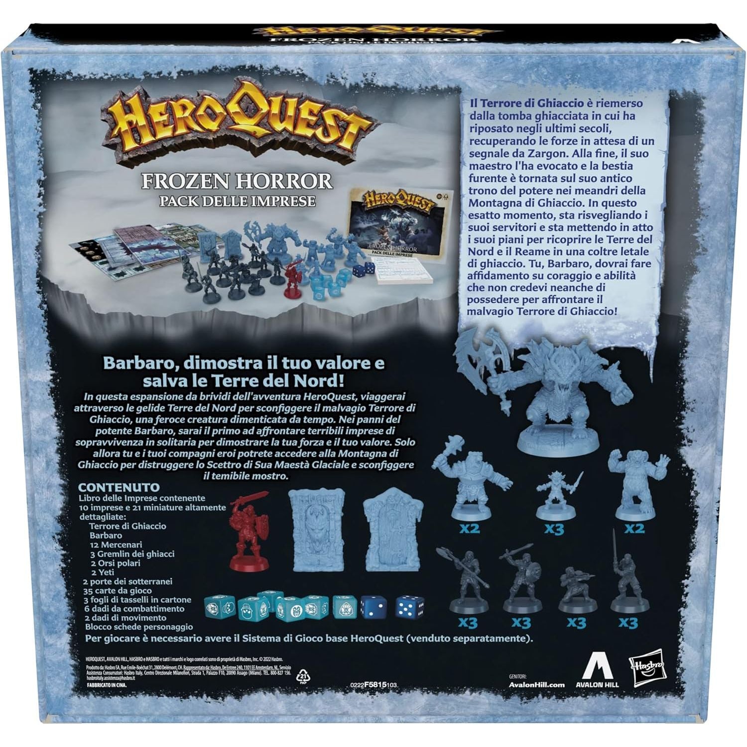  Avalon Hill Heroquest: Pack of Enterprises - Frozen Horror Game Dungeon Crawler, 14 Years and Up Language - Italian - 6
