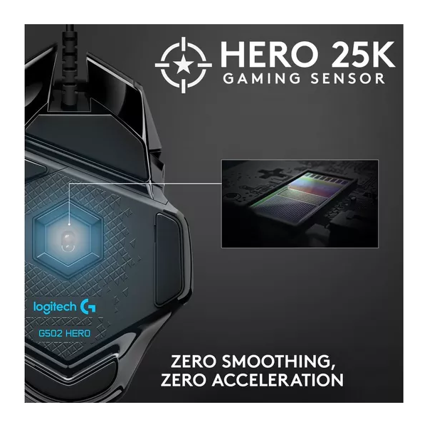 LOGITECH G502 Hero Optical Gaming Mouse - 3