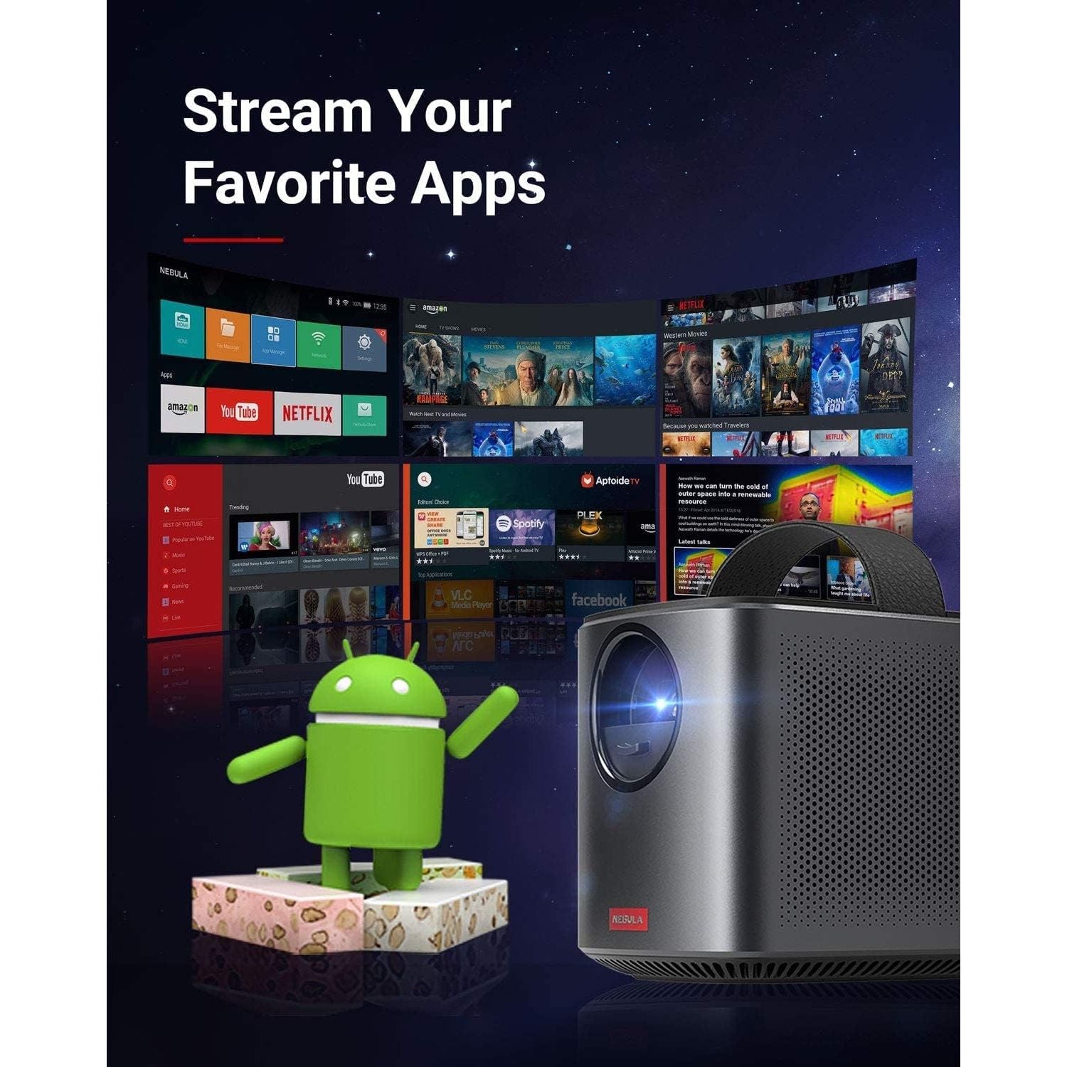 NEBULA by Anker Mars II Pro - Mini Portable Projector, 500 ANSI Lumen, Black, 720p Image Quality, 40-100 Inch Display, Ideal for Home Entertainment and Movies - 4