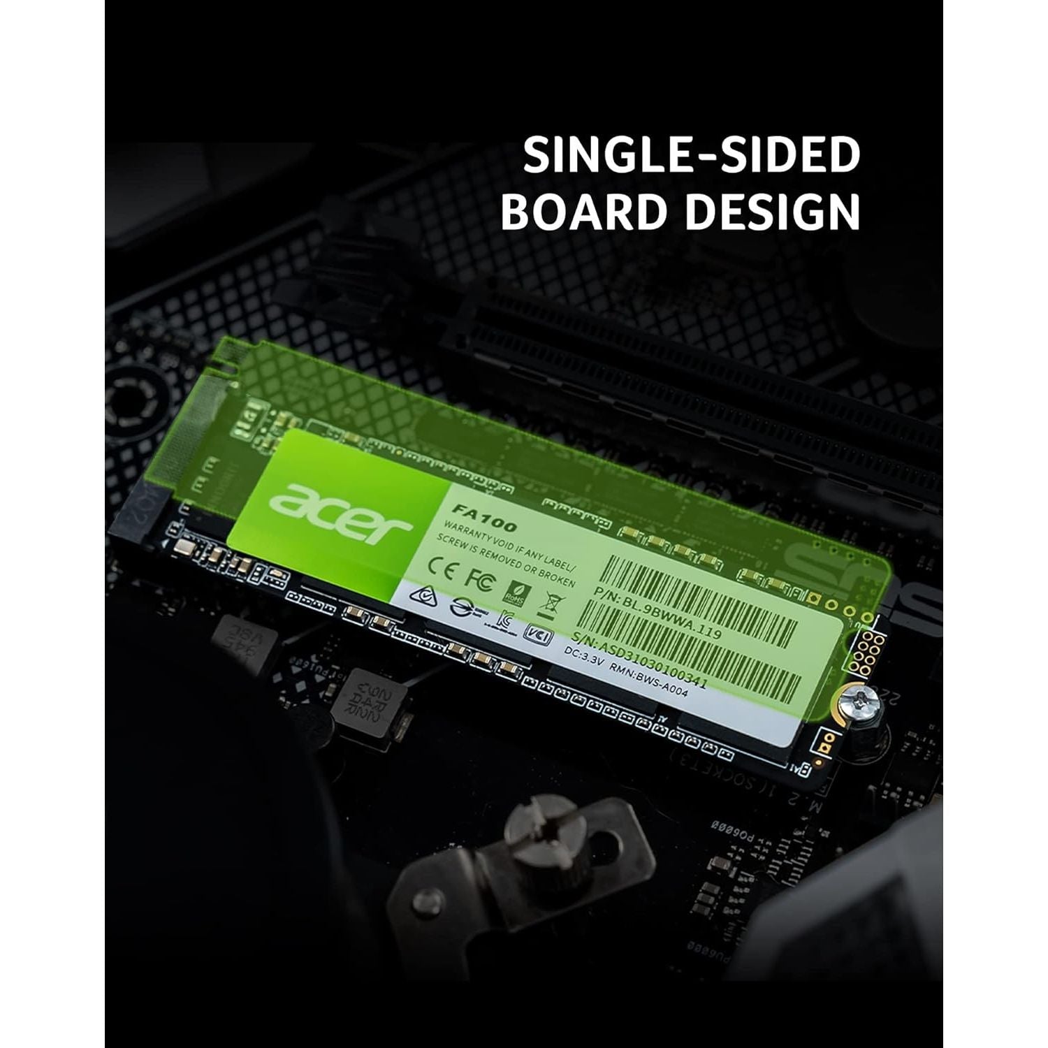 Acer FA100 NVMe SSD 1TB, M.2 2280 PCIe 3.0, Read Speed Up to 3500 MB/s, Internal PC Solid State Drive with SLC Cache for Laptop and Desktop Upgrade - BL.9BWWA.120 - 5