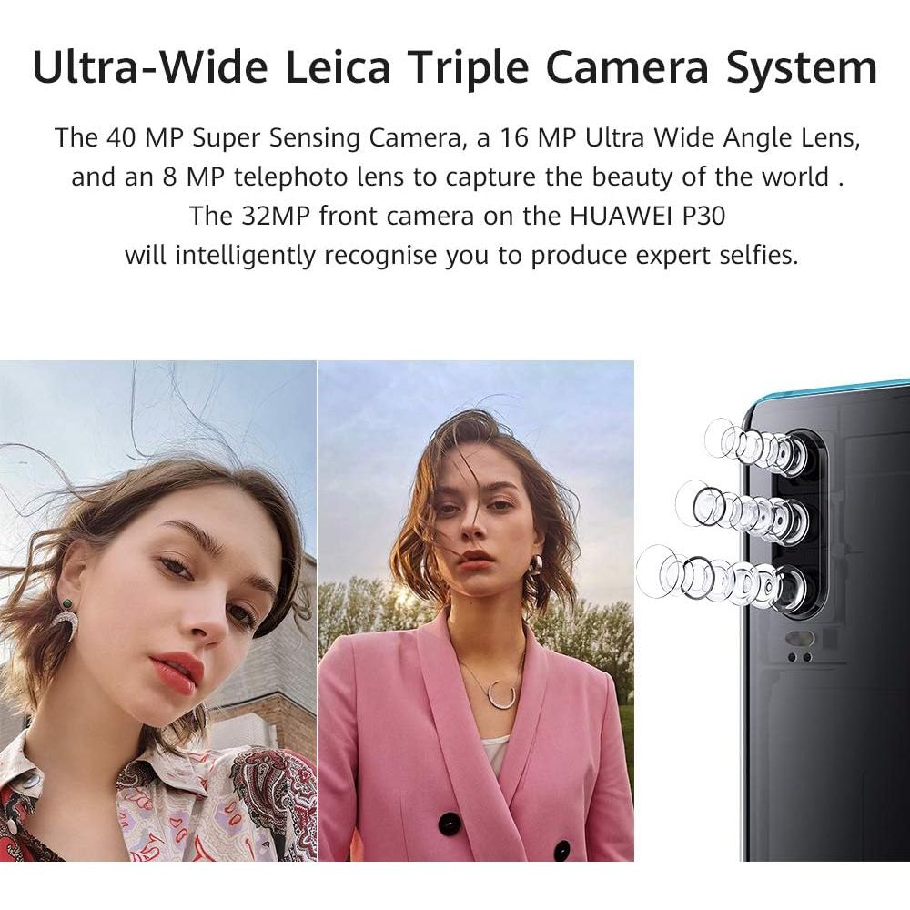 Huawei P30 128 GB 6.1 Inch OLED Display Smartphone with Leica Triple Camera, 6GB RAM, EMUI 9.1.0 Sim-Free Android Mobile Phone, - Aurora - 4