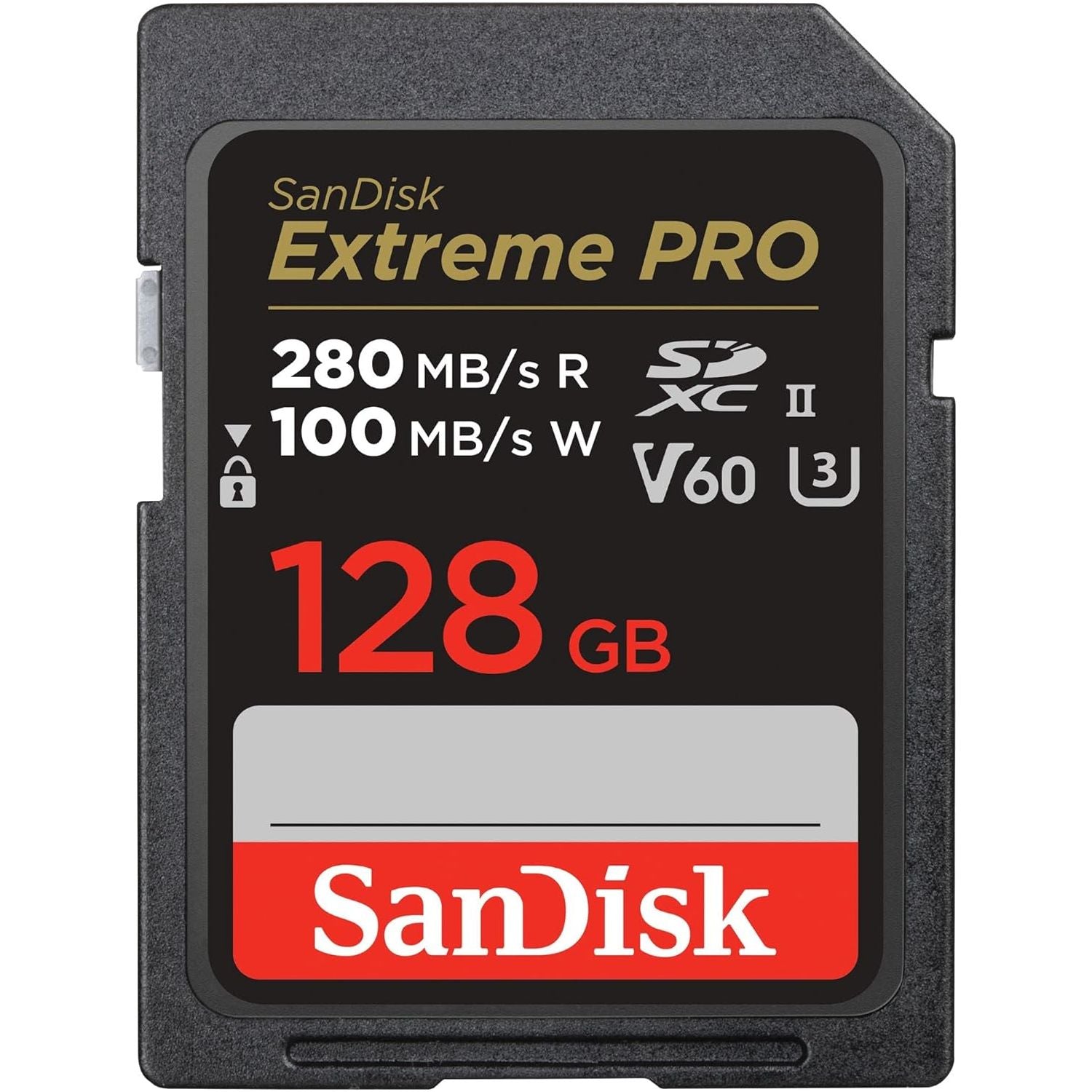SanDisk 128GB Extreme PRO SDXC card, SD Card, V60 Memory card, 6K & 4K UHD, up to 280 MB/s, Shock, Temperature, Water and X-Ray Proof, RescuePro Deluxe data recovery software, UHS-II, Class 10, U3 - 1