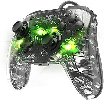 PDP Afterglow Deluxe+ LED Wired Gaming Controller - Licensed by Nintendo for Switch and OLED - RGB Hue Color Lights - See through Gamepad Controller - 3.5 mm Jack - Dual Vibration - Paddle Buttons - 1