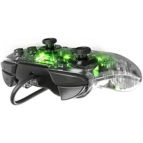 PDP Afterglow Deluxe+ LED Wired Gaming Controller - Licensed by Nintendo for Switch and OLED - RGB Hue Color Lights - See through Gamepad Controller - 3.5 mm Jack - Dual Vibration - Paddle Buttons - 3