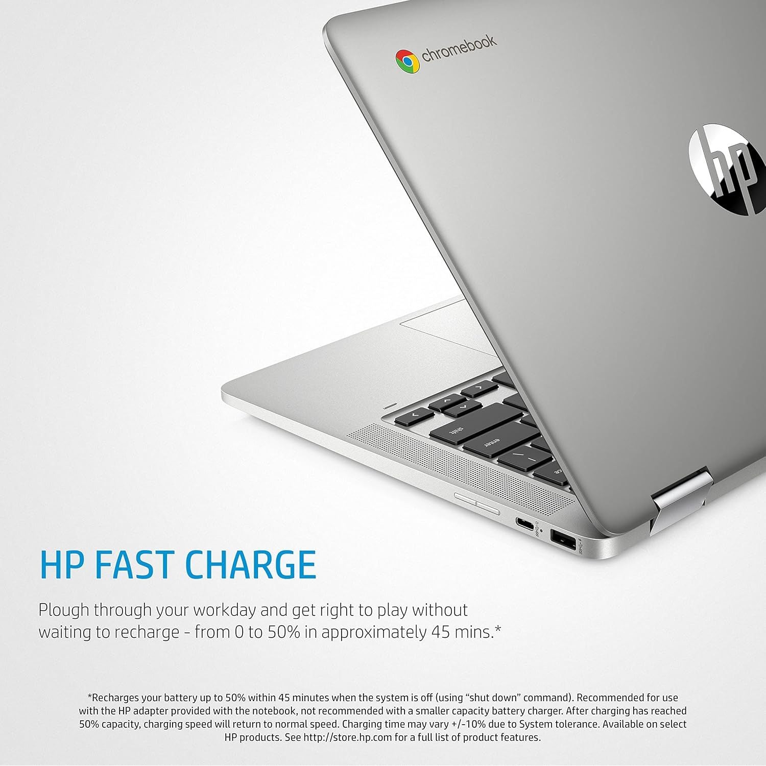HP Chromebook 14" Laptop PC 14a-ca0005sa, Touch Screen, Intel Celeron, 4GB RAM, 64GB SSD -  Mineral silver - 3