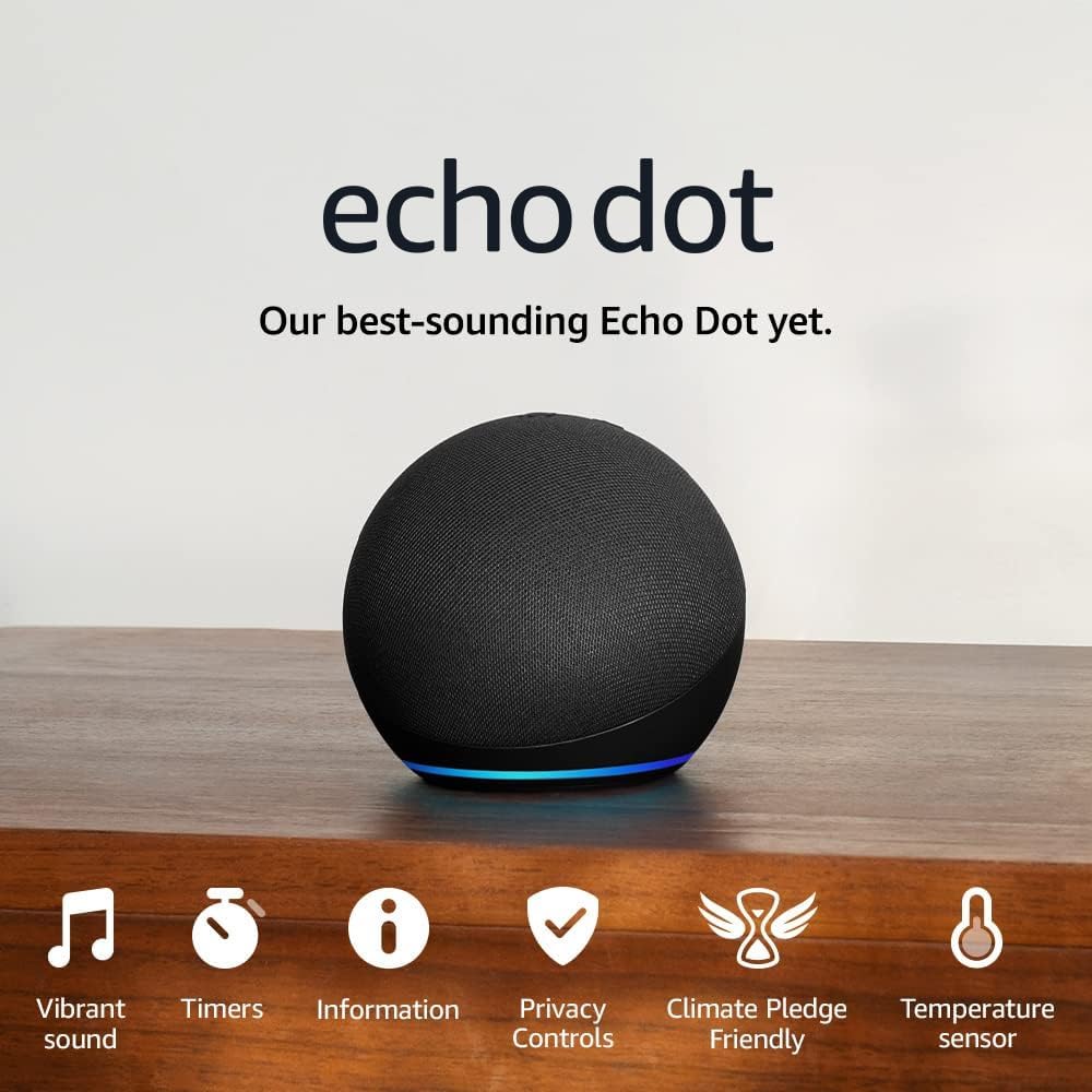 Amazon Echo Dot 5th Gen Smart Speaker With Alexa -  Charcoal - 2