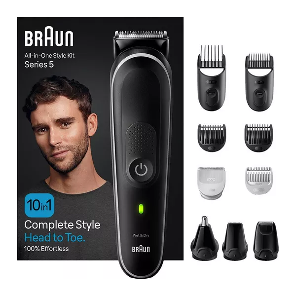 BRAUN MGK5440 Wet & Dry 10-in-1 Styling Kit - Black & Grey - 1