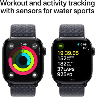Apple Watch Series 10 GPS 42 mm Smartwatch with Jet Black Aluminium Case with Ink Sport Loop - One Size. Fitness Tracker, ECG App, Always-On Retina Display, Carbon Neutral  - 4