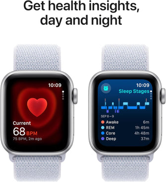 Apple Watch SE (2nd Gen) GPS 40mm Smartwatch with Silver Aluminium Case with Blue Cloud Sport Loop - One Size. Fitness and Sleep Trackers, Crash Detection, Heart Rate Monitor, Carbon Neutral - 4
