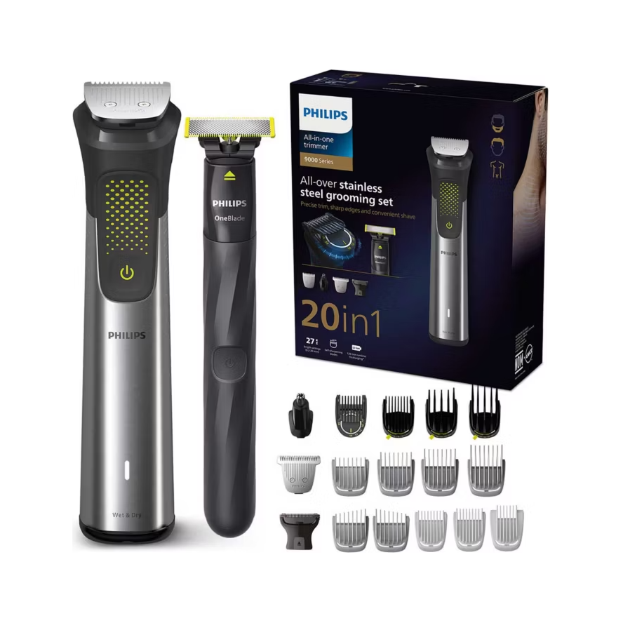 Philips Series 9000, 20-in-1 Ultimate Multi Grooming Trimmer for Face, Head, and Body MG9555/15 - 1