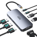 Selore USB C Docking Station Dual Displayport Monitor, USB C Hub Displayport with 2 DP, HDMI, VGA, PD Charging, USB A&C 2.0 Ports Multi Monitors Adapter for Dell/HP/Lenovo, etc - 1