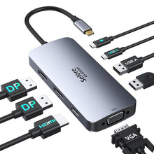 Selore USB C Docking Station Dual Displayport Monitor, USB C Hub Displayport with 2 DP, HDMI, VGA, PD Charging, USB A&C 2.0 Ports Multi Monitors Adapter for Dell/HP/Lenovo, etc - 1