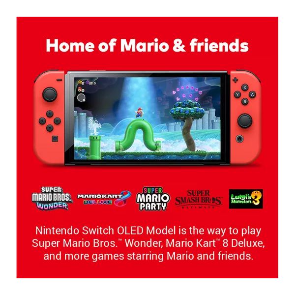 Nintendo Switch OLED Model Console - Mario Red Edition [Legendary Fishing Dowload Code Free]  - 4