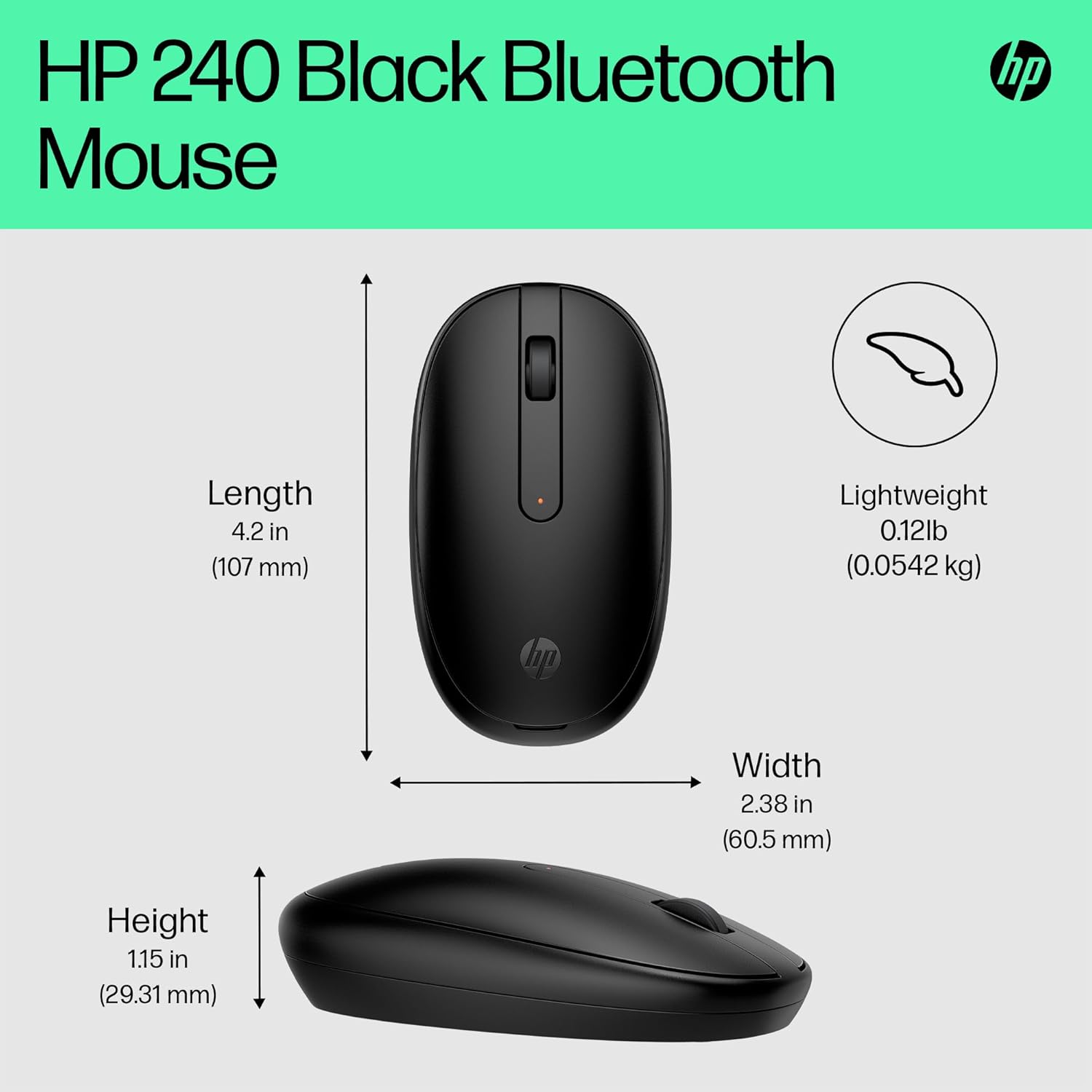 HP 240 Bluetooth Wireless Mouse - Black - 12