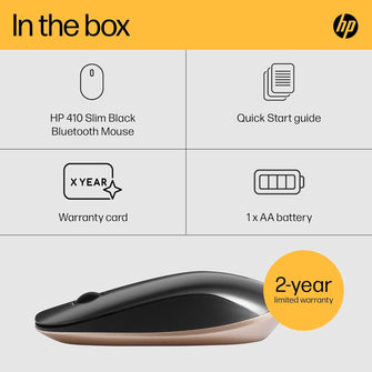 HP 410 Slim Silver Wireless Optical Mouse - Black - 2