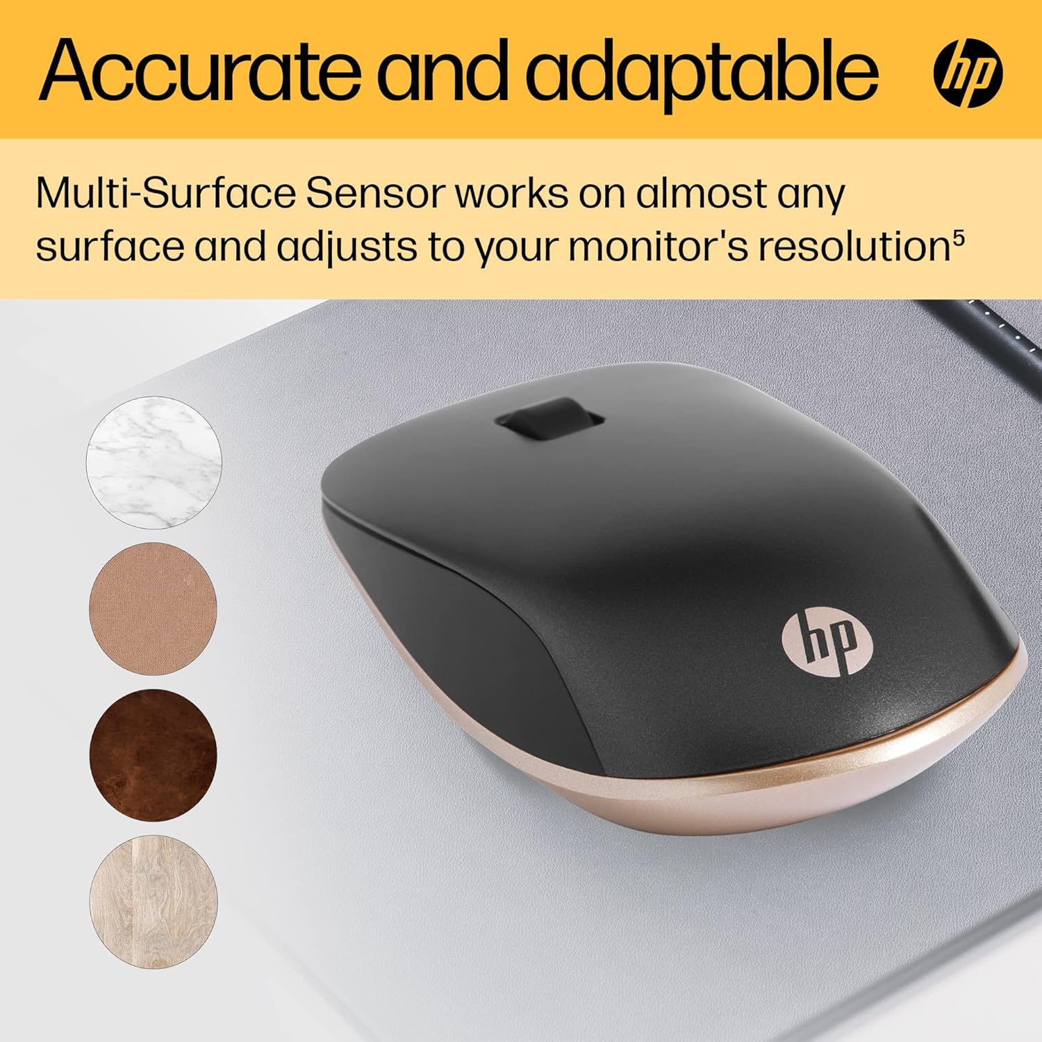 HP 410 Slim Silver Wireless Optical Mouse - Black - 6