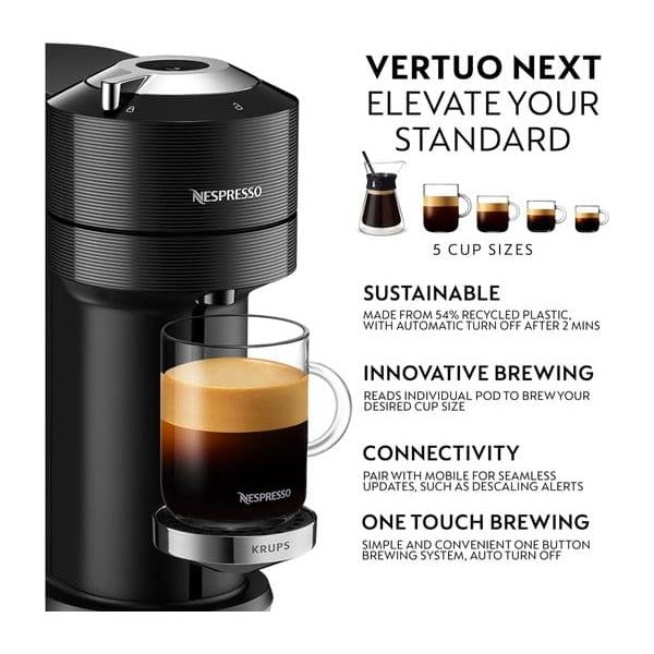 NESPRESSO by Krups Vertuo Next XN910840 Pod Coffee Machine - Black - 2