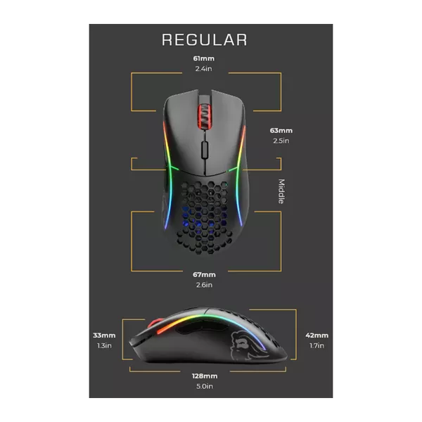 GLORIOUS Model D RGB Wireless Optical Gaming Mouse - Matte Black - 8