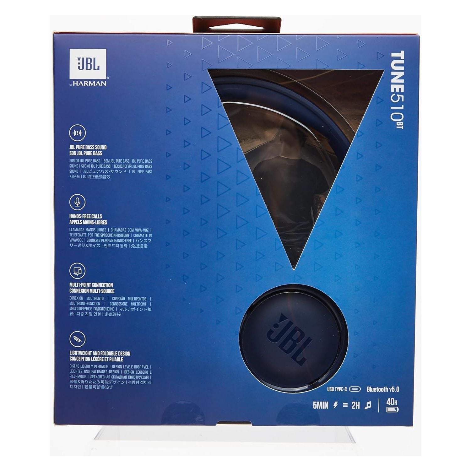 JBL Tune510BT Wireless On-Ear Headphones with Bluetooth 5.0 and Speed Charge, Up to 40 Hours Battery Life, Blue - 8