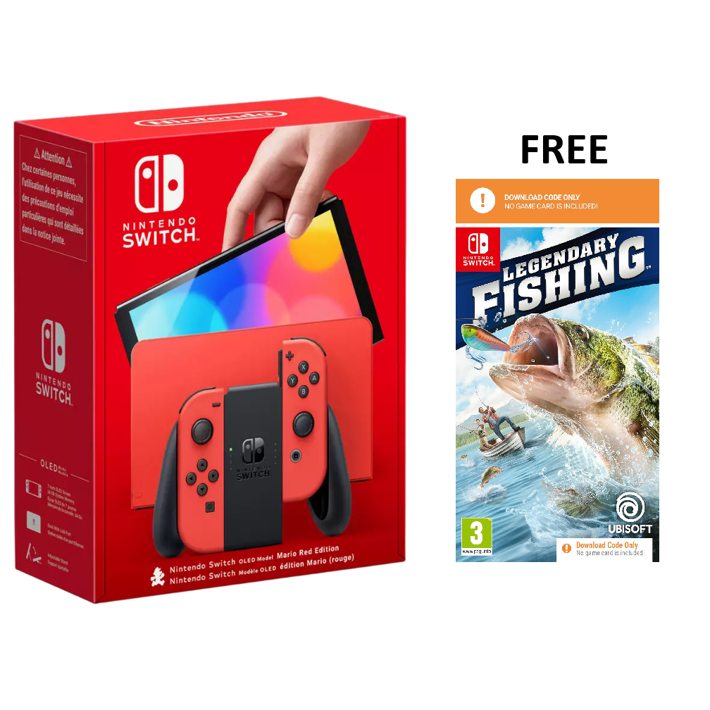 Nintendo Switch OLED Model Console - Mario Red Edition [Legendary Fishing Dowload Code Free]  - 1