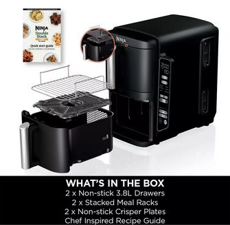 Ninja Double Stack SL300UK 7.6L Air Fryer - Black - 7