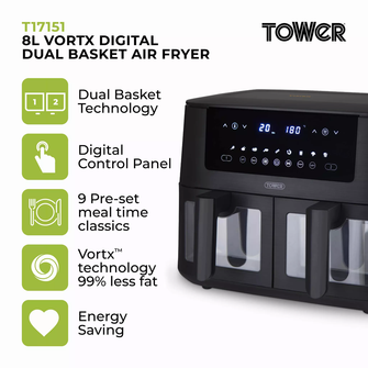 TOWER Vortx Vizion [T17151BM] Air Fryer - Black - 10