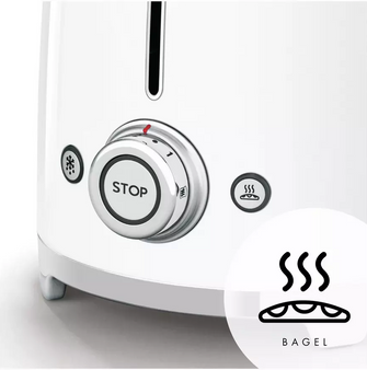 Smeg TSF01WHUK 50's Style Retro 2 Slice Toaster - White - 2