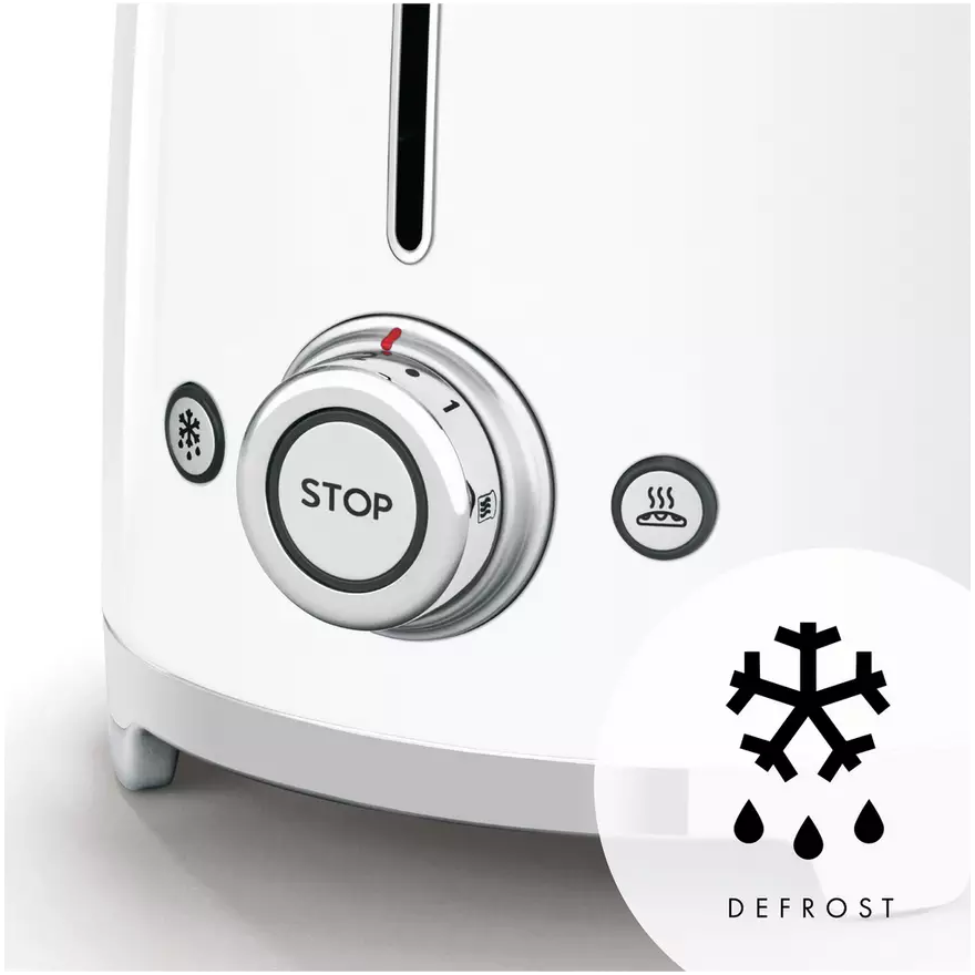 Smeg TSF01WHUK 50's Style Retro 2 Slice Toaster - White - 3