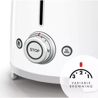 Smeg TSF01WHUK 50's Style Retro 2 Slice Toaster - White - 4