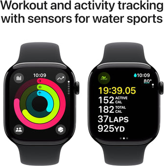Apple Watch Series 10 GPS 46 mm Smartwatch with Jet Black Aluminium Case with Black Sport Band - M/L. Fitness Tracker, ECG App, Always-On Retina Display, Water Resistant  - 4