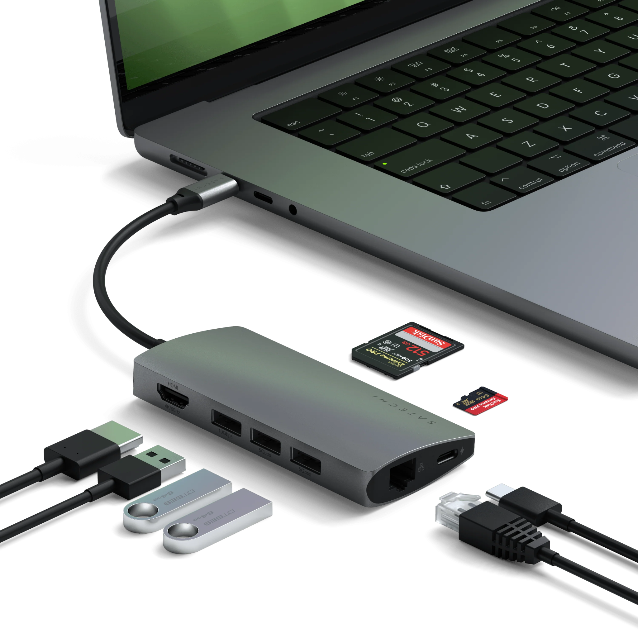 SATECHI Multiport Adapter 4K V2 6-port USB-C Connection Hub - Space Grey - 6