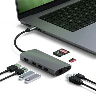 SATECHI Multiport Adapter 4K V2 6-port USB-C Connection Hub - Space Grey - 6