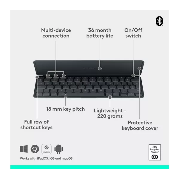 LOGITECH Keys-to-go 2 Wireless Keyboard - Graphite - 2