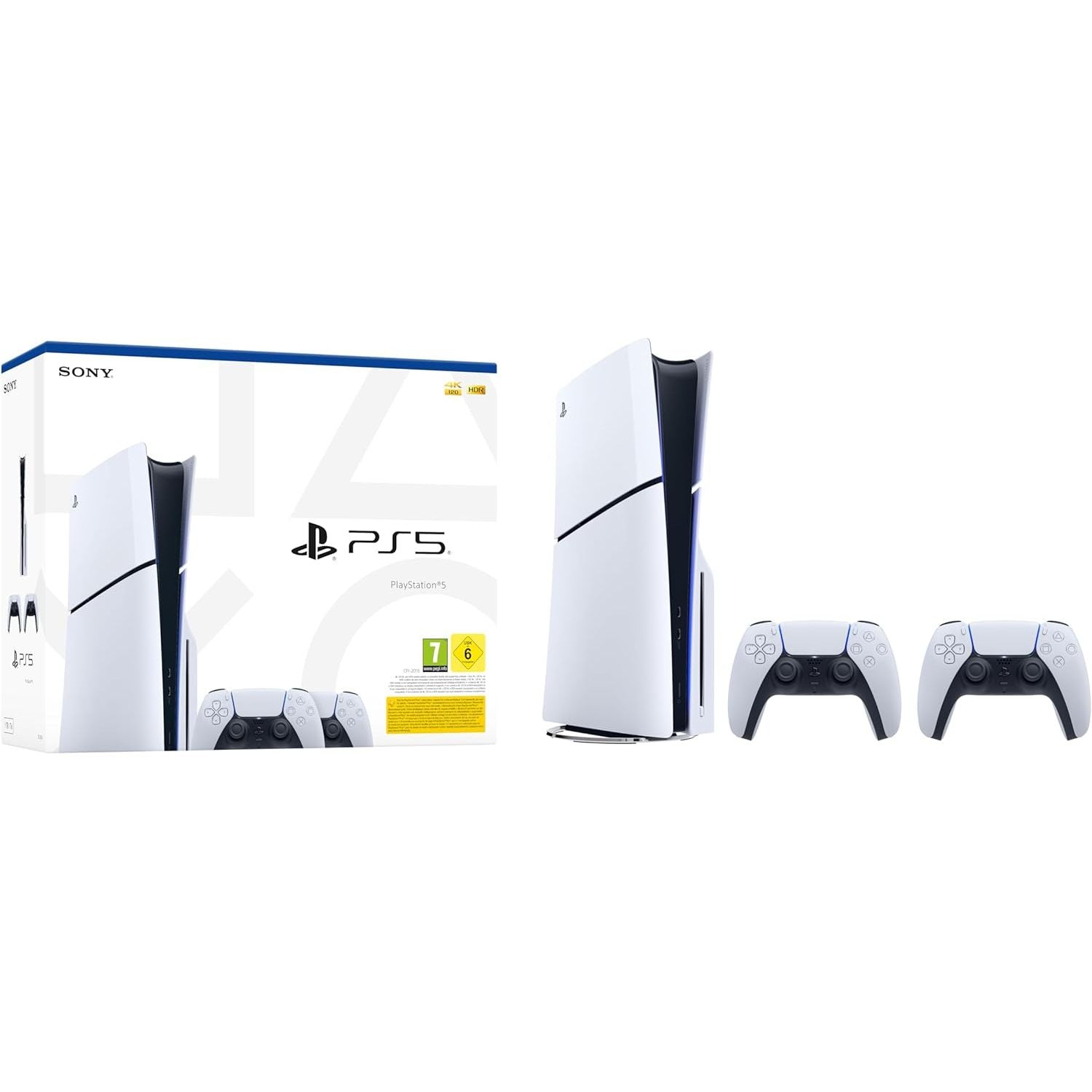 PlayStation 5 Slim Disc Console with Two Dual Sense Wireless Controllers - 1