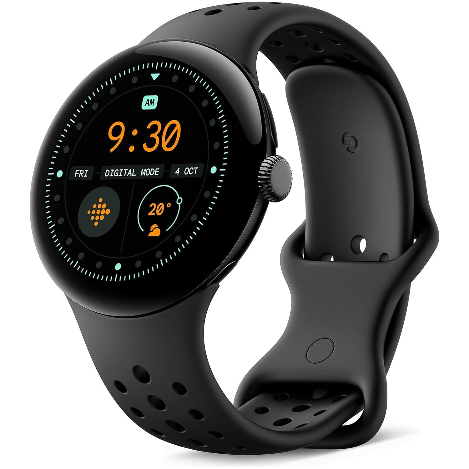 Google Pixel Watch 3 (45 mm) – Android smartwatch with heart rate tracking, advanced running from Fitbit, fitness insights, 24-hour battery – Matte Black Aluminium Case – Obsidian band – Wi-Fi  - 1