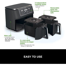Ninja Foodi MAX Dual Zone Digital Air Fryer, 2 Drawers, 9.5L, 6-in-1, Uses No Oil, Max Crisp, Roast, Bake, Reheat, Dehydrate, Cook 8 Portions, Non-Stick Dishwasher Safe Baskets, Black - 3
