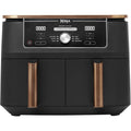 Ninja Foodi MAX Dual Zone Air Fryer, Amazon Exclusive, Tongs, 2 Drawers, 9.5L, 6-in-1, Use No Oil, Air Fry, Max Crisp, Roast, Bake, 8 Portions, Nonstick Dishwasher Safe Baskets, Copper/Black AF400UKCP  - 1