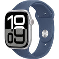 Apple Watch Series 10 GPS 46 mm Smartwatch with Silver Aluminium Case with Denim Sport Band - M/L. Fitness Tracker, ECG App, Always-On Retina Display, Water Resistant  - 1