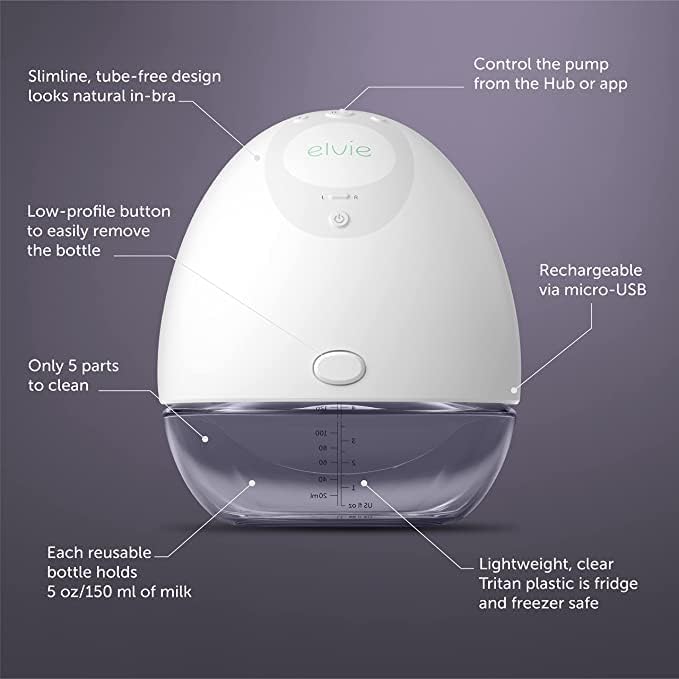 Elvie Breast Pump | Double Electric Breast Pump (24mm/28mm Nipple Shields) - Breast Pump Hands Free Tubeless Wearable Breast Pump - 4