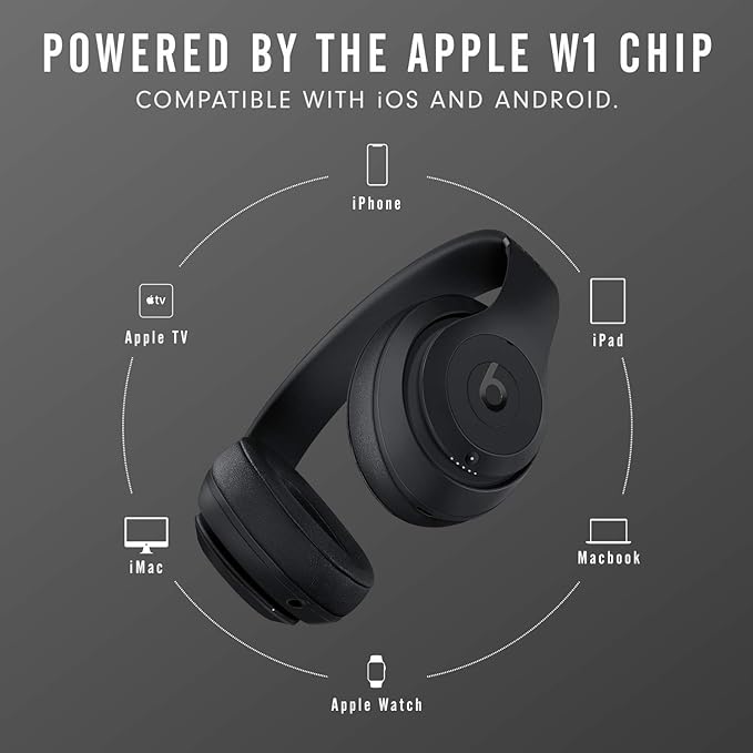Beats Studio3 Wireless Noise Cancelling Over-Ear Headphones - Apple W1 Headphone Chip, Class 1 Bluetooth, Active Noise Cancelling, 22 Hours Of Listening Time - Matte Black - 2
