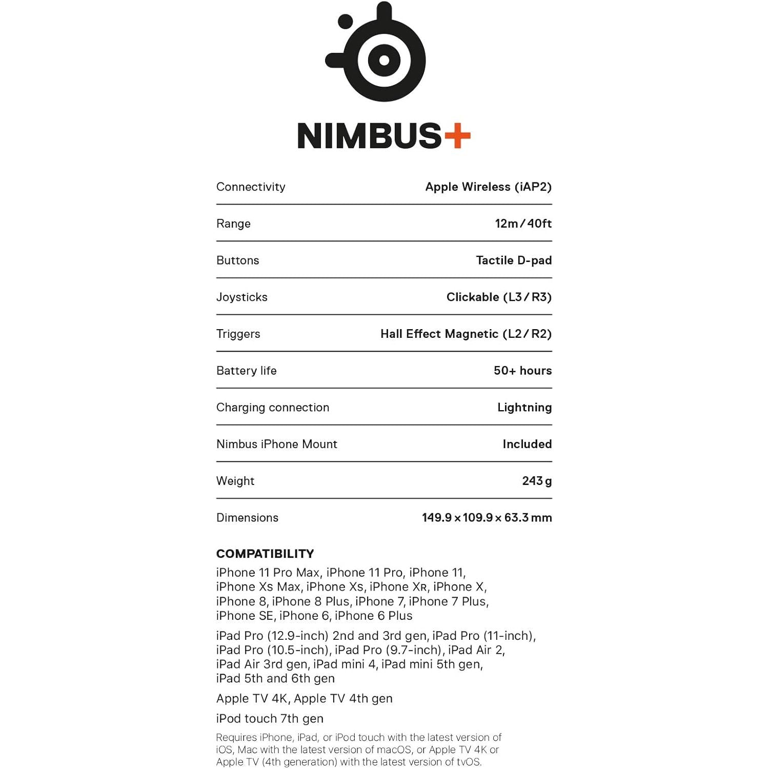 SteelSeries Nimbus+ Wireless Gaming Controller for iPhone - 7