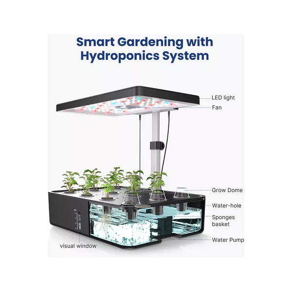 IDOO Home Hydroponics Herb Garden Growing Kit - Black - 5