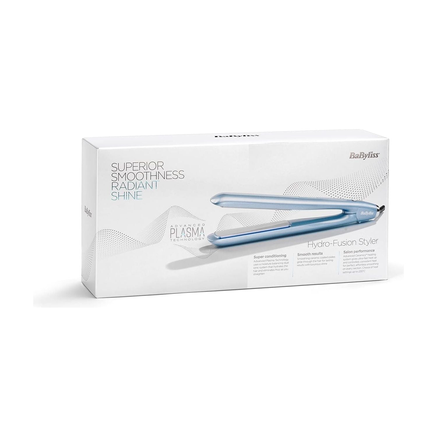 BABYLISS Hydro-Fusion Anti-Frizz Hair Straightener - Ice Teal Blue - 8