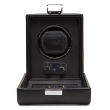 WOLF Wolf Heritage Single Winder 270002Wolf Heritage Single Winder with Glass Cover, Black - Secure Fit with Patented Lock-in Dynamic Cuff - for Bigger, Heavier Watches - Vegan Leather - Includes Universal Adapter - 2